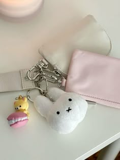 #cute #miffy #sawako #pink #aesthetic Miffy Keychain, Car Keychain Ideas, Wallet Keychain, Aesthetic Backpack, Cute Stuff, Cute Wallets, What In My Bag, Pink Girly Things, Car Keychain