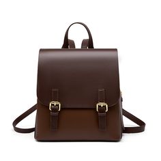 Gender: Women Type: Backpack Features: Adjustable Strap, Inner Pockets Main Materials: Cowhide Lining: Polyester Type of Closure: Magnetic Snap Style: Casual, Daily, Stylish Size: Length: 23.00 cm/ 9.06 " Width: 12.00 cm/ 4.72 " Height: 27.00 cm/ 10.63 " Classic Office Backpack With Large Capacity, Brown Large Capacity Leather Backpack For Office, Brown Leather Backpack With Large Capacity For Office, Modern Brown School Bag, Brown Leather Backpack For Office, Large Capacity Leather Backpack For Office, Satchel Backpack With Hasp Closure For Daily Use, Brown School Backpack With Hasp Closure, Office Satchel Backpack With Large Capacity