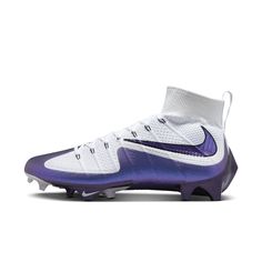 the nike zoom vapor football shoe in white and purple