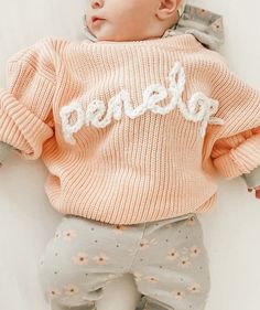 Custom oversized hand-knit baby & children's sweater! Cute Long Sleeve Chunky Knit Sweater, Cute Chunky Knit Long Sleeve Sweater, Cute Cotton Chunky Knit Sweater, Cute Knit Sweater For Playtime, White Knitted Sweater For Playtime, White Knit Sweater For Playtime, Cute Crochet Knit Sweater, Cozy Knitted Sweater For Playtime, Cozy Long Sleeve Sweater For Playtime