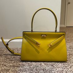 A Beautiful Bergamot Leather Top Handle Bag With Two Removable Long Straps And Gold Hardware. Comes With A Cool Fringe Strap And Also A Leather Strap. Never Been Used. Tory Burch Shoulder Bag, Ella Tote, Embroidered Shoulder Bag, Tory Burch Kira, Tory Burch Tote, Tory Burch Handbags, Tory Burch Bags, Tory Burch Bag, Black Purses