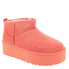 Pink Ultra Mini Uggs, Orange Uggs, Ultra Mini Uggs, Pink Uggs, Ugg Mini, Ugg Classic, Peach Pink, Womens Uggs, Special Features