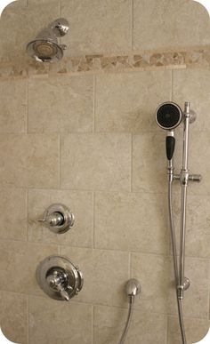 the shower head and handset are connected to the faucet