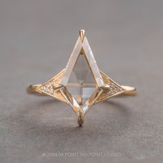 clear diamond Kite Cut Engagement Rings, Magical Ring, Kite Ring, Gold Moissanite Engagement Ring, Kite Diamond, Ring Inspo, Cute Engagement Rings, Traditional Diamond, Engagement Ring Shapes