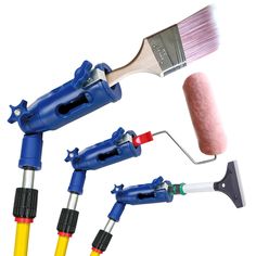 three different types of paintbrushes with one being used as a brush