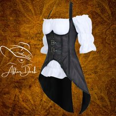 Gothic Black Corset For Larp, Black Gothic Corset With Belt, Cosplay Corset, Black Gothic Corset With Corset Back, Goth Cosplay, Pirate Corset, Black Fitted Steampunk Corset, Gothic Black Corset With Zipper Closure, Corset Black