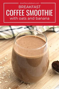 This breakfast coffee smoothie is made with oats and banana and is a high protein and fiber drink. Made with no added artificial sugar, this drink is easy to make vegan and is ready in 5 minutes. Perfect for a quick and healthy breakfast and can be made with instant or brewed coffee. #coffeesmoothie #breakfastsmoothie #coffeeandbananasmoothie Stomach Smoothie, Healthy Coffee Smoothie Recipes, High Protein Breakfast Smoothies, Fiber Drink, Walnut Smoothie, Coffee Smoothie Healthy, Smoothie With Banana, Protein Breakfast Smoothie