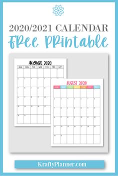 the free printable calendar for august and august