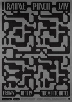 a black and white poster with an interesting maze design