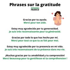 a poster with the words phrases in spanish and english, including an image of a woman's face