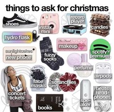 there are many different things to ask for christmas gifts on this page, including shoes and socks