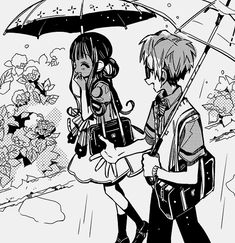 two people walking under an umbrella in the rain