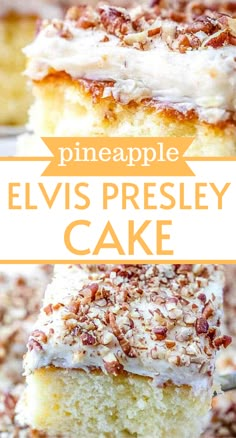 a piece of pineapple elvis's pressley cake on a plate