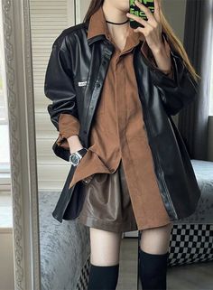 Leader Jacket Outfit Aesthetic, Old Money Mood Board, Vintage Style Women, Leather Jacket Women, Pu Leather Jacket, Color Fashion, Looks Style