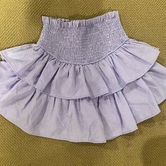 Lavender Gingham Skort Nwt Summer Lavender Bottoms With Ruffles, Summer Lavender Ruffled Bottoms, Lavender Ruffled Bottoms For Spring, Preppy Spring Bottoms With Elastic Waistband, Spring Lavender Ruffled Bottoms, Preppy Spring Bottoms For Picnic, Cute Plaid Bottoms For Spring, Cute Plaid Spring Bottoms, Lavender Bottoms For Summer Day Out