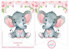 two pictures of an elephant with pink flowers