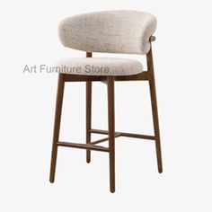 an upholstered bar stool with arms and backrests, in white fabric