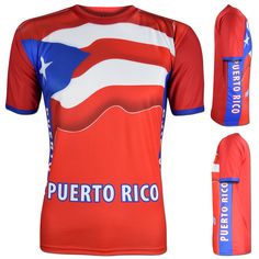 Thank you for shopping - JLGUSA Puerto Rico Fans Features: Puerto Rico Tee Jersey Cool Max Polyester PR T-Shirts NEW Puerto Rico T-shirt by JLGUSA Available in Black, Red, Royal Blue, White and Hot Pink 100% Polyester Short-Sleeve T-Shirts Puerto Rico flag Sublimated across the front Puerto Rico writing on the sides Adult Standard Fit GREAT VALUE - WITH FAST SHIPPING Please contact us if you have any question or concern we will be happy to assist you. We take pride in your order, you should expe Flag Print Crew Neck Tops For Sports Events, Red Moisture-wicking T-shirt For Summer, Red Graphic T-shirt For Sports Events, Red Graphic Print T-shirt For Sports Events, Red Top With Sublimation Print And Short Sleeves, Red Summer T-shirt For Sports Events, Red Short Sleeve Top With Sublimation Print, Sporty Red T-shirt With Sublimation Print, Red Graphic Tee With Sublimation Design