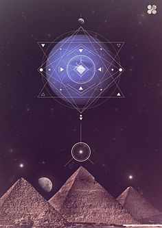 the pyramids are shown with an image of a star in the sky above them