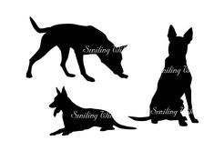 three black and white silhouettes of dogs with the words standing out, smiling witting