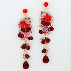 Large Bridal Earrings, Red Statement Earrings, Pageant Jewelry, Pageant Earrings, Clear Crystal Earrings, Prom Earrings, Prom Jewelry, Gold Statement Earrings, Purple Earrings