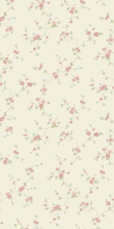 a wallpaper with pink flowers and green leaves on the top right corner is an off - white background