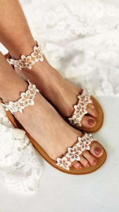 Nereids / Lace & pearl wedding sandals for bride / Bridal | Etsy Elegant Open Toe Toe Ring Sandals For Wedding, Bohemian Sandals For Spring Wedding, Adjustable Flat Sandals For Wedding, Elegant Open Toe Toe-ring Sandals For Wedding, Summer Wedding Open Toe Ring Sandals, Summer Wedding Toe Ring Sandals, Summer Wedding Open Toe Sandals, Handmade Sandals For Spring Wedding, Elegant Handmade Open Toe Sandals