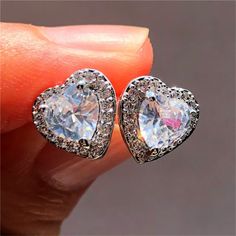 Our long-awaited arrival is here! You will look and feel beautiful when you wear your elegant heart-shaped earrings. Get them before they're gone! Vintage Wedding Jewelry, Stud Earrings For Men, Sapphire Earrings Studs, White Studs, Sapphire Studs, Classic Earrings, Punk Jewelry, Stone Studs, Heart Wedding