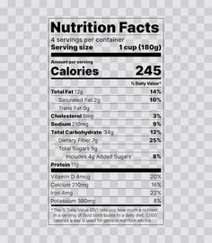 nutrition information label on a transparent background stock photo - nutrition labels for food and drink