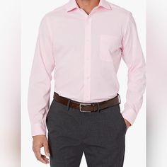 Long-Sleeve Stretch Poplin Non-Iron Dress Shirt Featuring Spread Collar And Pocket At Chest Luxury Supima Cotton With A Lightweight Finish And Stretch For A Flexible Feel. Smoke-Free Home. Pink Semi-formal Dress Shirt For Spring, Pink Slim Fit Dress Shirt For Semi-formal Occasions, Pink Collared Dress Shirt For Business, Elegant Long Sleeve Pink Dress Shirt, Elegant Pink Long Sleeve Dress Shirt, Casual Pink Dress Shirt For Work, Smart Spring Office Wear Shirt, Pink Long Sleeve Dress Shirt For Business Casual, Pink Long Sleeve Business Shirt