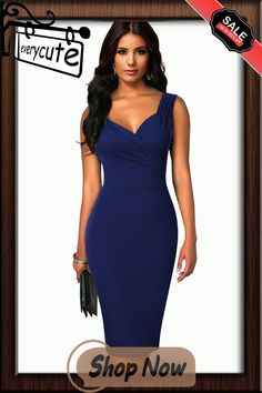 Nice-forever Summer Women Solid Color Sexy Deep V Elegant Dresses Cocktail Wedding Party Vintage Bodycon Sheath Dress B669 Sheath Bodycon Dress For Wedding, Elegant Blue Bodycon Dress With Sweetheart Neckline, Elegant Dresses Cocktail, Off Shoulder Long Dress, Cocktail Wedding, Dresses Cocktail, Wedding Cocktails, Elegant Woman, Women's Fashion Dresses