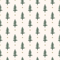 a christmas tree pattern with gold dots on a white background for wallpaper or fabric