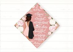 "With fast shipping and a customized design, our graduation cap toppers are the perfect way to personalize the big day! This custom cap topper is a special touch for graduation photos, a unique focal point for a shadowbox or scrapbook, or a great gift for your graduate.  This topper features a hand-painted design, custom hand-lettered with your personalization. The design is then PRINTED onto heavy stock with a precut button hole, or sent to you as a DIGITAL FILE for you to print yourself.   WHAT CAN BE CUSTOMIZED: * Customize your graduate by choosing from a variety of skin tones and hair options. * The text at the bottom may be personalized with your name, school, degree, etc. *The main quote may be customized to say anything you like- just select the \"Custom Quote\" option from the dro Customizable Graduation Cap Topper For School, Personalized Graduation Cap Topper As Graduation Gift, Customizable Graduation Cap Topper, Customizable Graduation Cap Topper As Gift, Personalized Adjustable Graduation Cap Topper Gift, Grad Cap Topper, Graduation Cap Decoration Diy, Custom Graduation Caps, Grad Caps