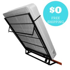 a bed frame with a mattress on it and the words $ 10 off free shipping