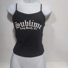 Polyester Cotton Blend Hand Pressed Vinyl Slim Fit Tank. If You Run Between Sizes I'd Size Up Tailored Sportsman, Sublime Shirt, 90s Rock, Floral Sleeveless Top, Cotton Bralette, Pink And White Stripes, Yellow Tank Top, Ribbed Tank Tops, Stella Mccartney Adidas