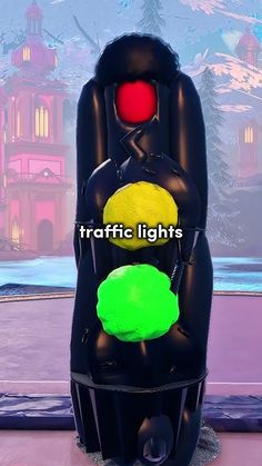 an inflatable traffic light sitting on top of a table