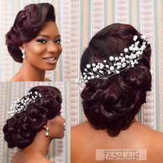 hairstyles wedding african american hair bride elegant bridal instagram natural style ideas saved updo weddings nigerian Bridal Chignon, Black Brides Hairstyles, Natural Hair Wedding, Black Wedding Hairstyles, Natural Wedding Hairstyles, Black Brides, Bridal Hair Inspiration, Elegant Wedding Hair