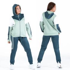 Ladies Tracksuits Women's sports Sweatsuit set is made of 5% spandex, and 95% polyester, soft and comfortable, perfect for spring, fall The zip-up hooded sweatshirt features a high quantity zipper that works well and is easy to wear and take off. 2 front half-kangaroo pockets, are convenient to carry things, like a phone, wallet, keys, and watch. drawstring tie provides additional adjustability. ribbed cuff Sweatpant features an elasticated waistband to provide a comfortable fit. 2 front slant p Hooded Athleisure Activewear With Zipper Closure, Stretch Hooded Tracksuit For Workout, Green Casual Tracksuit For Gym, Green Casual Tracksuit For The Gym, Casual Green Tracksuit For The Gym, Sporty Hoodie Tracksuit For Jogging, Sporty Hooded Tracksuit For Jogging, Green Tracksuit For Sports, Sporty Hooded Activewear For Jogging