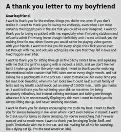 a letter written to someone about their boyfriend