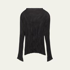 Issey Miyake "Chiffon Twist-46" woven top High neckline Long sleeves Slim fit Pullover style Polyester Machine wash cold Made in Japan Wardrobe Sale, Travel Size Perfume, Evening Flats, Cocktail Jacket, High Neck Top, Cleanser And Toner, Woven Top, Spring Wardrobe, Issey Miyake