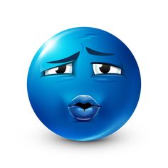 an emoticive blue ball with eyes and tongue sticking out