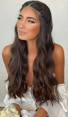 Simple Prom Hair, Bridesmaid Hair Makeup, Formal Hair, Hoco Hairstyles, Prom Hairstyles For Long Hair, Homecoming Hair Down, Homecoming Hair, Hair Medium, Hair Stylist Life