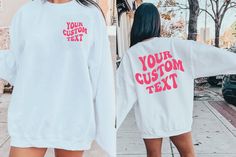 Custom Sweatshirt, Personalized Text Shirt, Custom Wavy Text Sweatshirt, Retro Sweatshirt, Custom Quote, Custom Shirt, Custom Birthday Gift Hello there! Welcome to SEA STAR SHIRTS Here at Sea Star Shirts, We make quality shirts, sweatshirts, long sleeves, toddler and youth shirts and baby onesies.  Please scroll down to learn more about the ordering process. Thank You for Visiting. ...HOW TO ORDER... 1- Please check all the photos from the listing. 2- Please choose your shirt size and color. 3- Wavy Text, Personalized Sweater, Custom Birthday Gifts, Text Shirt, Aesthetic Shirt, Sweatshirts Quotes, Retro Sweatshirts, Aesthetic Shirts, Custom Sweatshirts