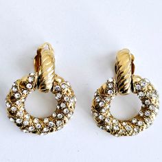 Authentic Gold-Plated Yves Saint Laurent Crystal Embellished Earrings. No Missing Crystals, In Great Condition. Saint Laurent Jewelry, Authentic Gold, Crystal Earrings, Yves Saint Laurent, Saint Laurent, Gold Plate, Jewelry Earrings, Plating, Women Jewelry