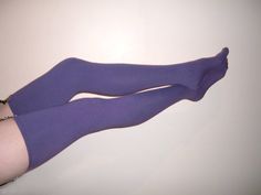 "A versatile grey/blue cotton blend seamed stocking, which is very soft with a great amount of stretch. Made in your size!! As a seamed stocking, it is shaped to fit the thigh, knee, calf and heel. Color is similar to cornflower, maybe a little more muted. These are intended as stockings, and work well with the standard or suspender clip style. If you want to use them as thigh highs instead, please find the Stocking Upgrade for adding elastic (also in the Hosiery section). Please measure your th Fitted Blue Thigh-high Tights, Fitted Blue Thigh High Hosiery, Blue Fitted Thigh-high Hosiery, Blue Thigh High Tights, Fitted Blue Knee-high Socks For Winter, Fitted Blue Knee-high Socks, Blue Stretch Knee-high Stockings, Fitted Blue Thigh-high Stockings, Blue Stretch Hosiery For Winter