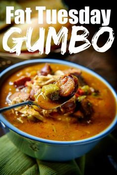 Fat Tuesday… Mardi Gras… Carnival… its coming up. Some countries mark the day by eating special foods. In England and Ireland, pancakes are the fare for the day! For me, I can’t think about Fat Tuesday without thinking about New Orleans and the Mardi Gras. Gumbo No Seafood, Fat Tuesday Dinner Ideas, No Seafood Gumbo, Gumbo Sausage, Fat Tuesday Food, Cajun Gumbo, Chicken Sausage Gumbo, Seafood Gumbo Recipe, Southern Foods