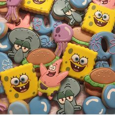 spongebob and squidie cookies are on the table