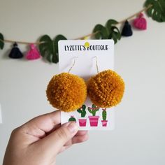 Mustard Yellow Pom Pom Earrings Supper Cute To Spice Up Any Outfit Casual Yellow Earrings For Gift, Casual Yellow Earrings Perfect For Gifts, Casual Handmade Yellow Earrings, Cute Handmade Yellow Earrings, Pink Pearl Earrings, Pom Earrings, Gold Bead Earrings, Pom Pom Earrings, Vintage Dragon