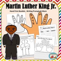 martin luther king jr hand printables, writing and more