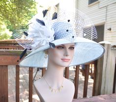 "Description: 100% Sinamay, light and comfortable *Wide brim measure Appr: 5.5\" brim *The crown is decorated with feather flower. Very beautiful!! *Head girth is 22\"-23.5\",adjustable string inside can give you the best fit. *Great for Kentucky Derby, Church, Wedding, Tea Party or other special event If you want to change the color of the hat and decorations, please contact me, thanks again!" Summer Ostrich Feather Mini Hats For Races, Summer Races Mini Hat With Ostrich Feathers, Summer Mini Hats With Ostrich Feathers For Races, Summer Race Day Mini Hats With Ostrich Feathers, Kentucky Derby Costume Hats With Feather Trim, Fitted Hat With Feather Trim For Kentucky Derby, Feathered Mini Hats For Kentucky Derby, Wide Brim Feather Trim Fascinator For Kentucky Derby, Kentucky Derby Wide Brim Fascinator With Feather Trim